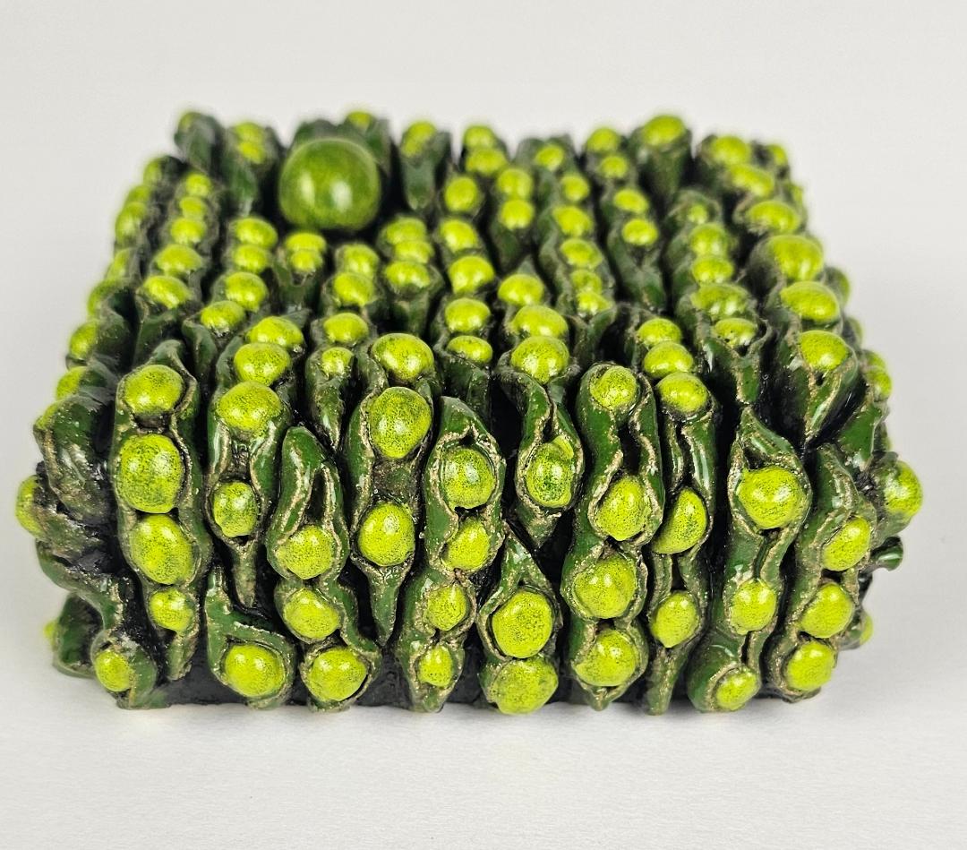Ceramic Art Wall Sculpture Green Peas in a Pod