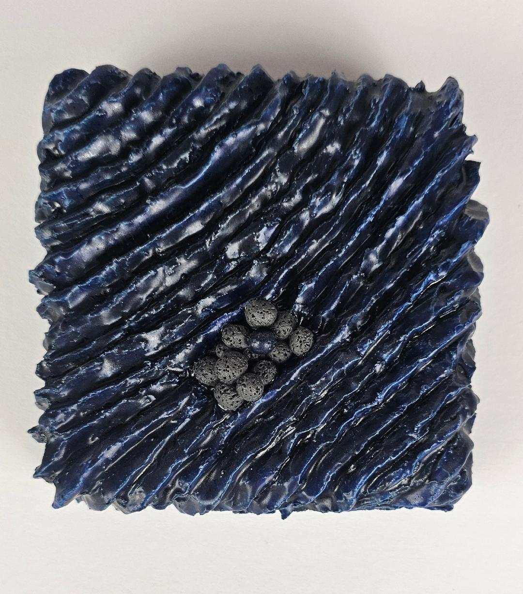 Ceramic Art Wall Sculpture Dark Blue