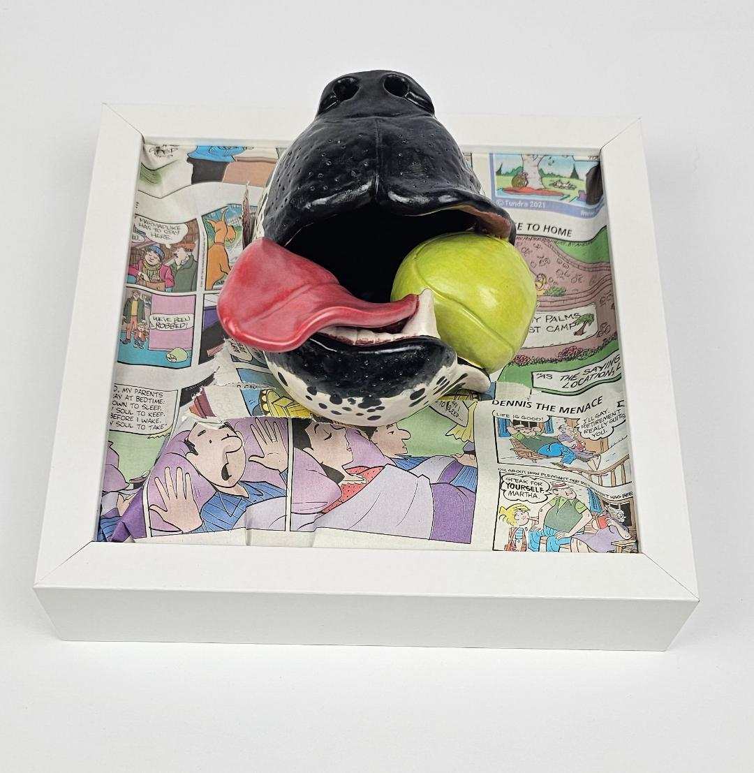 Ceramic Art Dog Snout Great Dane with a Ball