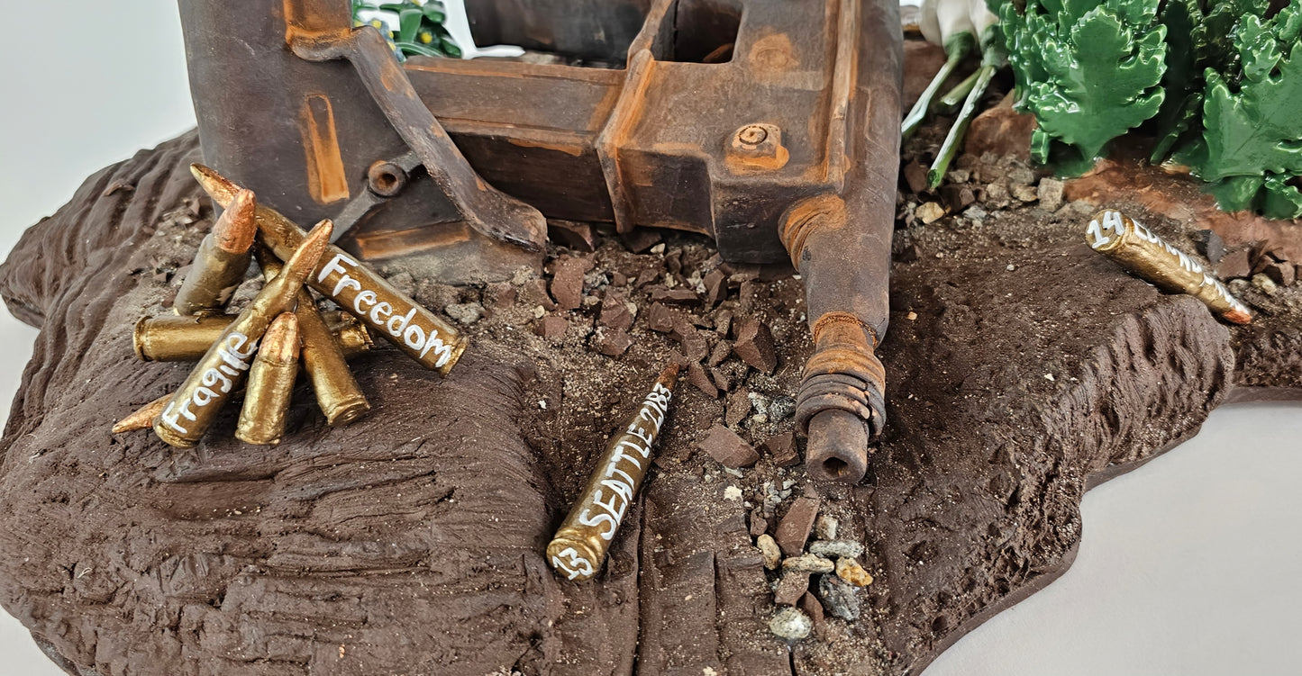 Fragile Freedom-Mixed Media Ceramic Sculpture