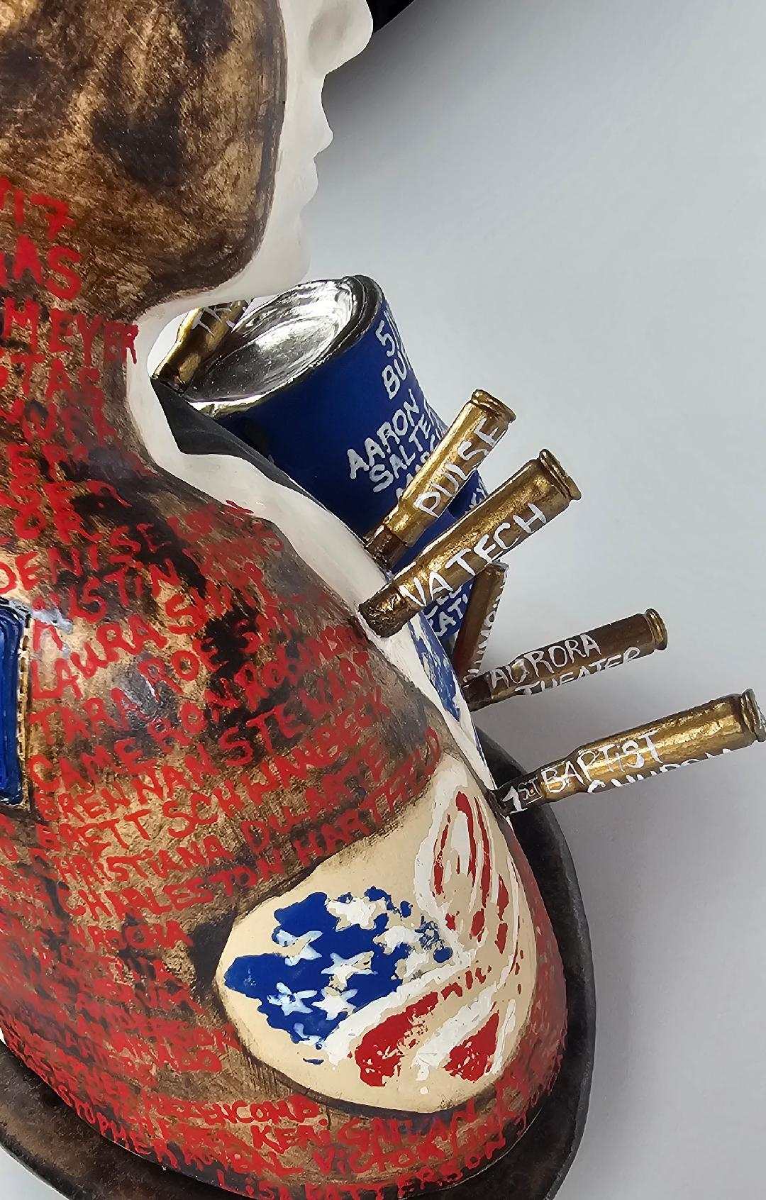 Ceramic Art Sculpture Target Practice Colorful, red, white and blue