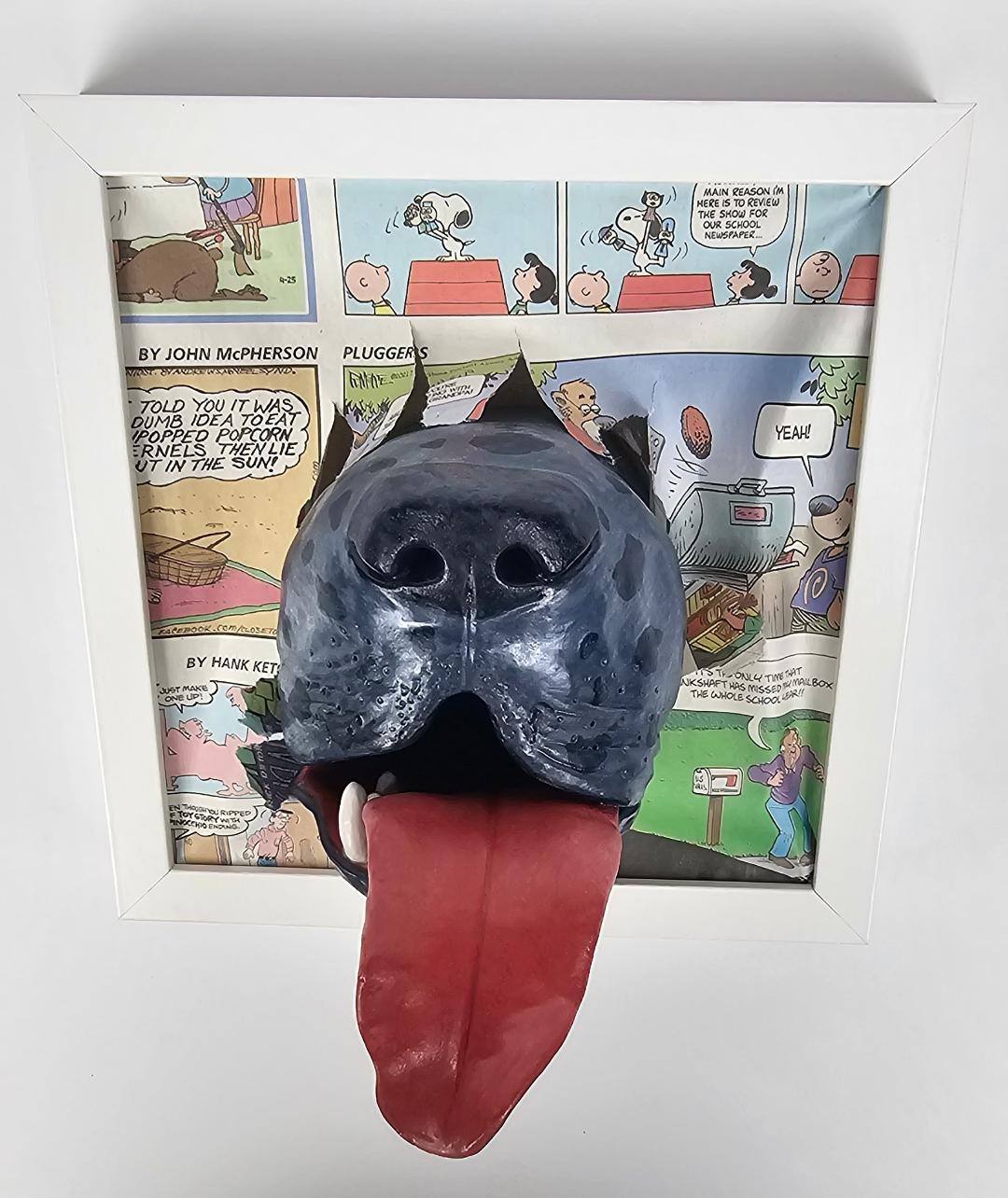 Ceramic Art Great Dane Dog Snout with a Long Tongue