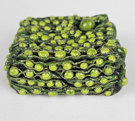 Ceramic Art Wall Sculpture Green Peas in a Pod