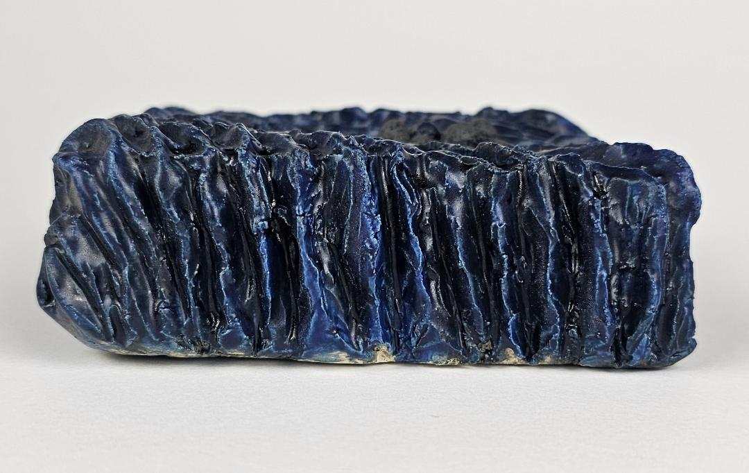 Ceramic Art Wall Sculpture Dark Blue