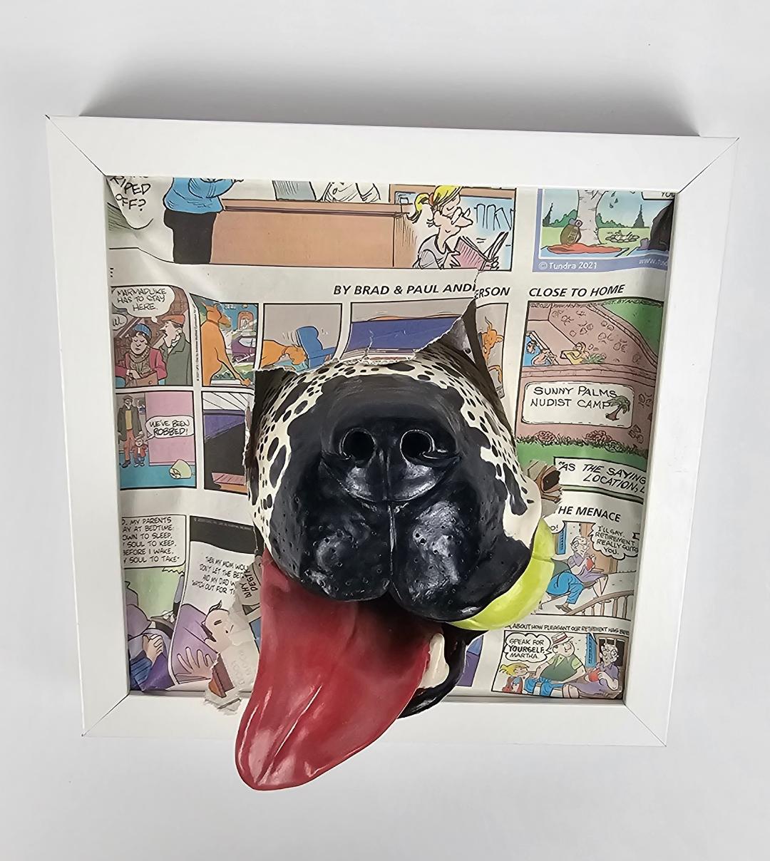 Ceramic Art Dog Snout Great Dane with a Ball