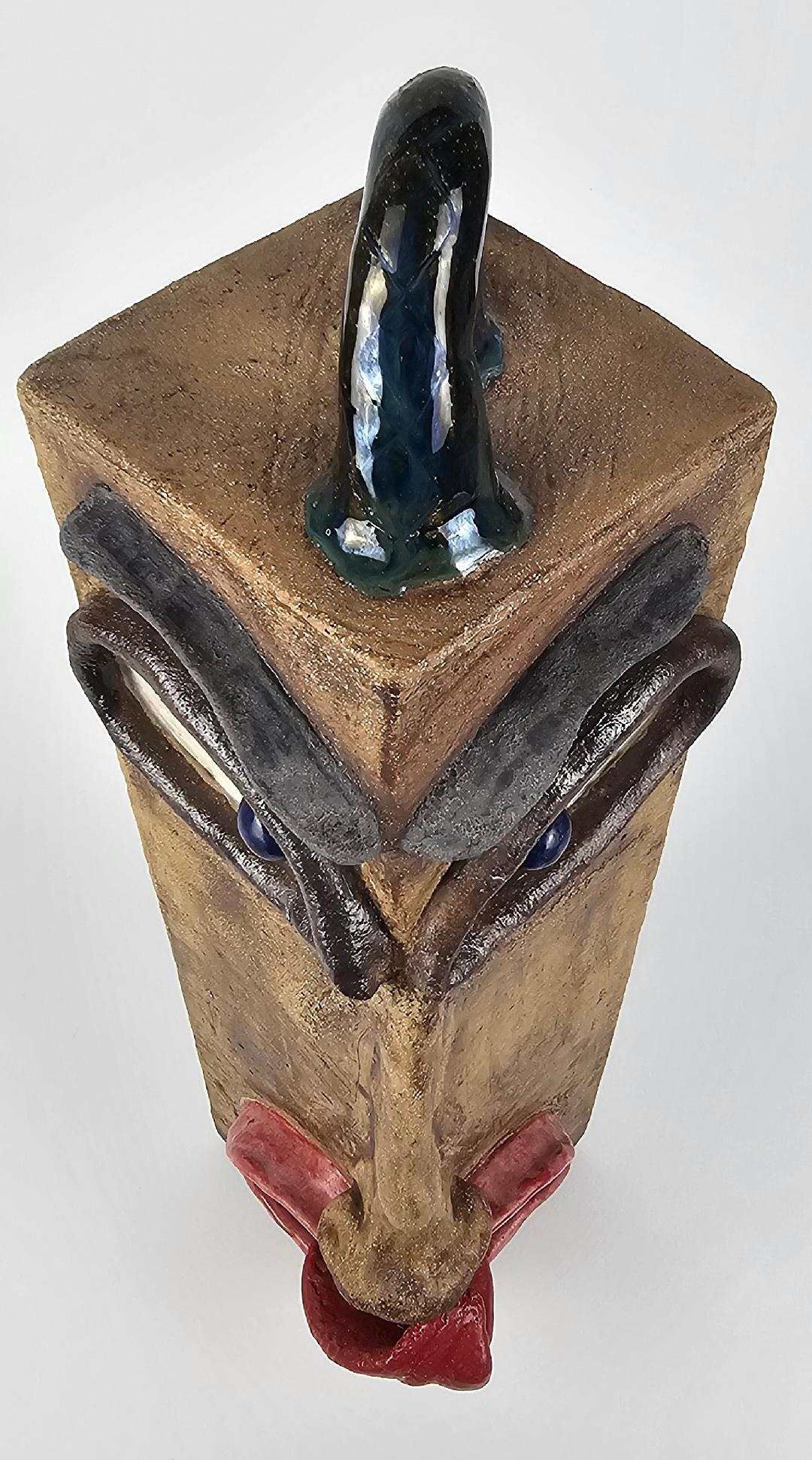 Ceramic Art Sculpture Garden Statue with Mohawk and long tongue