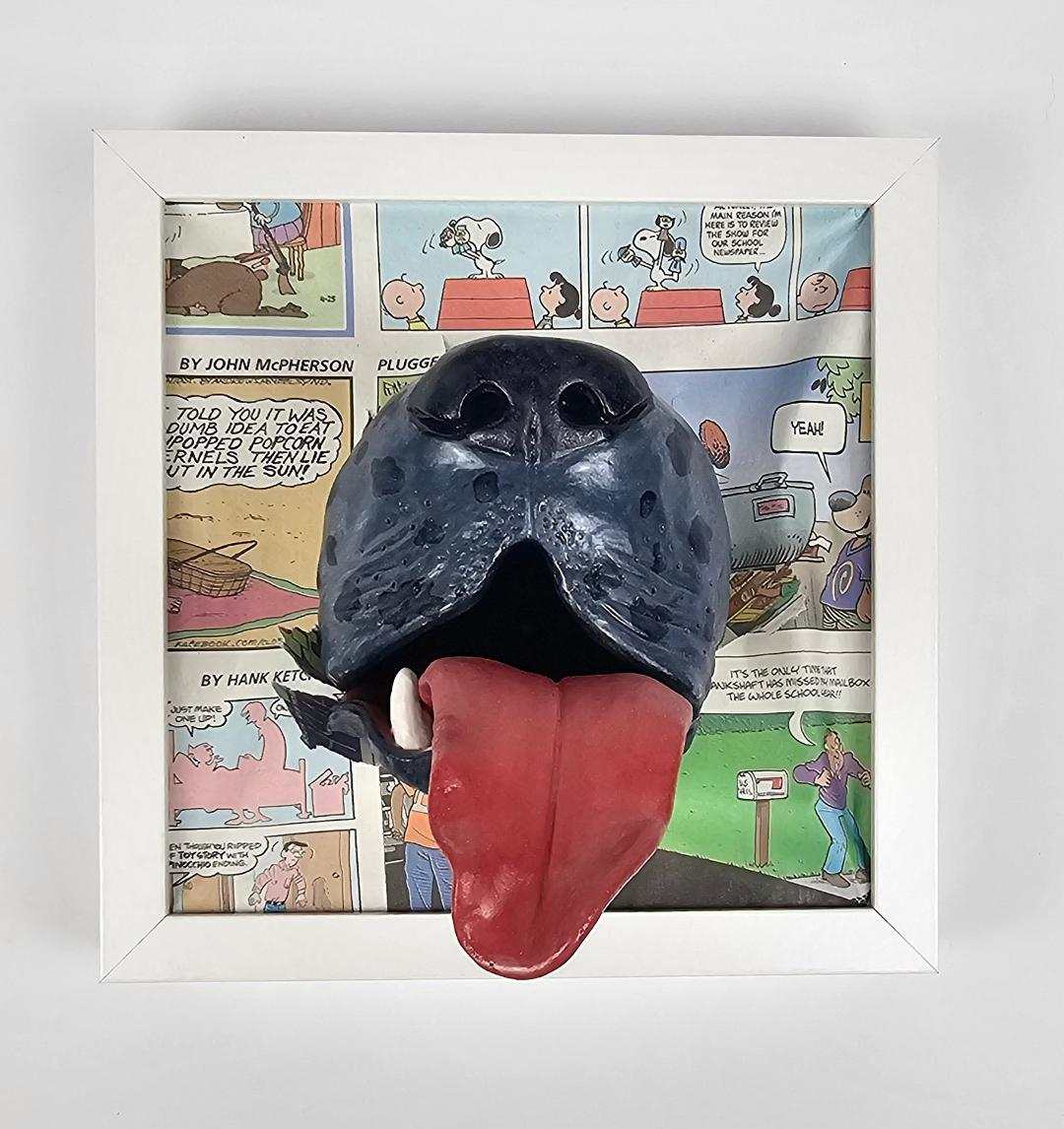 Ceramic Art Great Dane Dog Snout with a Long Tongue